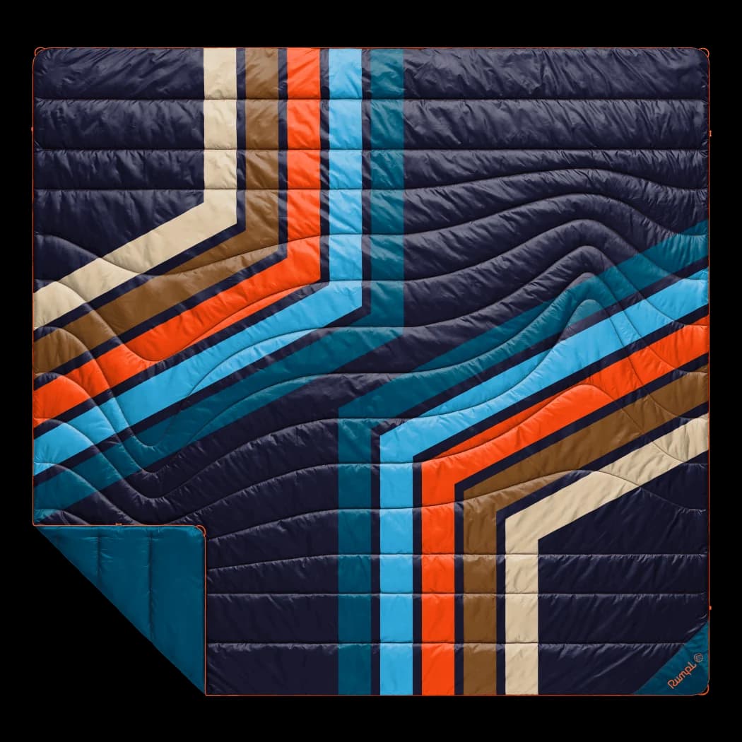 Original Puffy 2 Person Blanket - Midnight Retro Stripes
