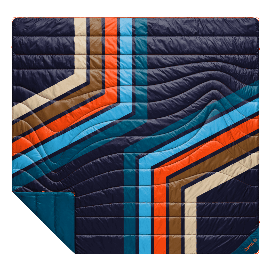 Original Puffy 2 Person Blanket - Midnight Retro Stripes