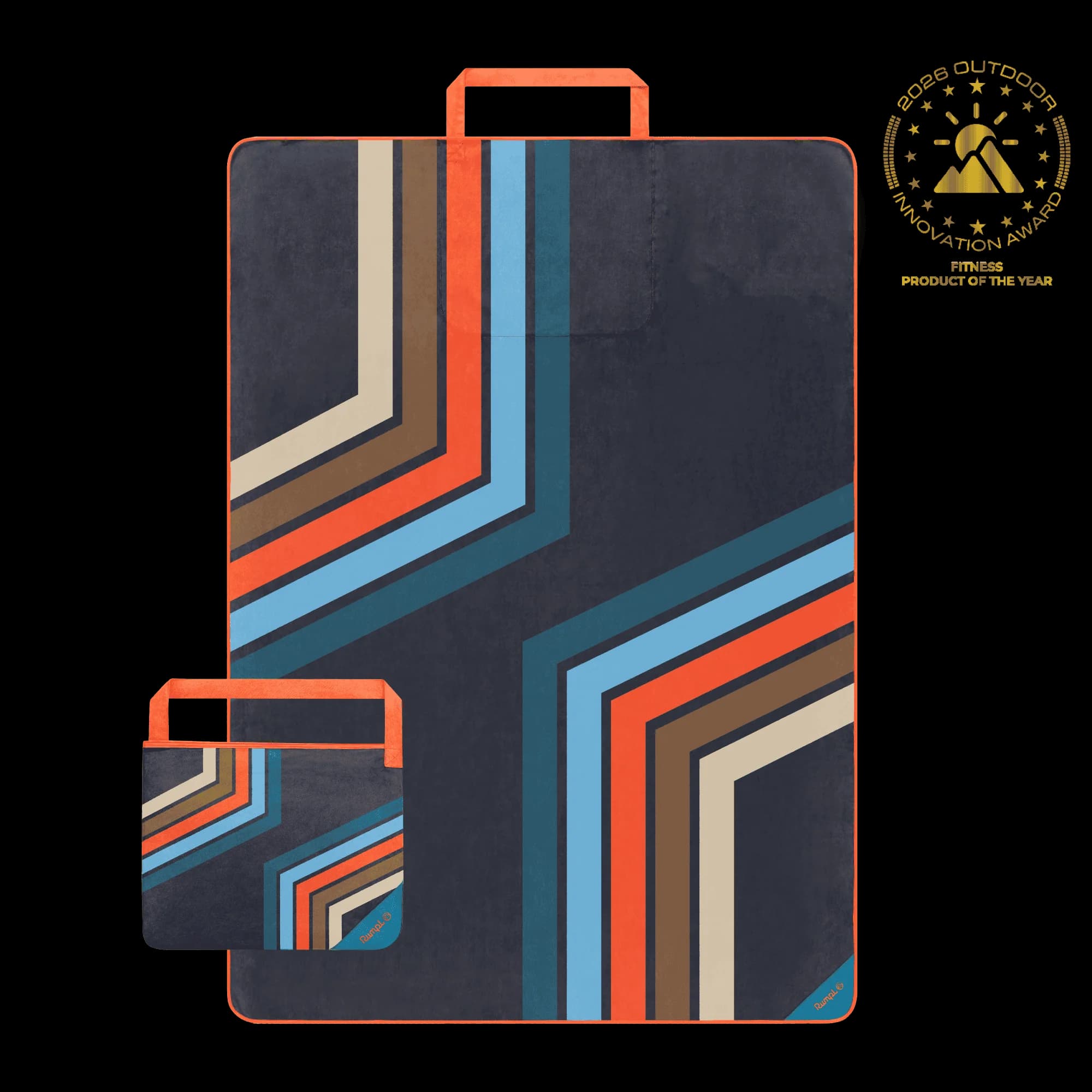Tech Towel Tote Double - Midnight Retro Stripes
