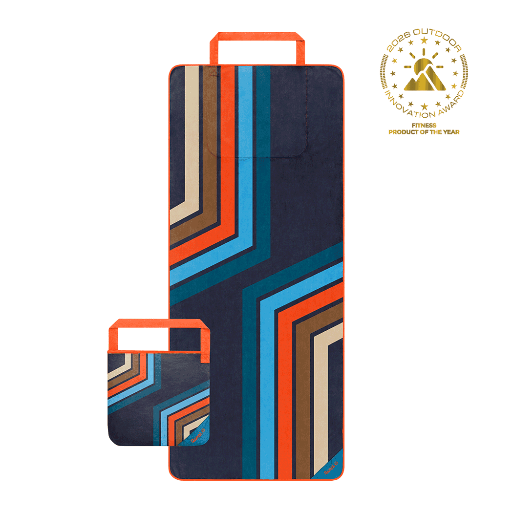 Tech Towel Tote - Midnight Retro Stripes